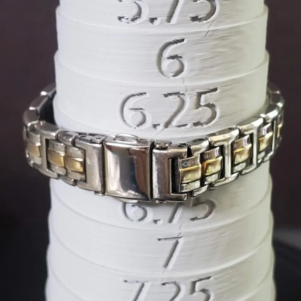Bulova Womens Two Tone Diamond Accent Watch White Dial Roman Numeral 98R107